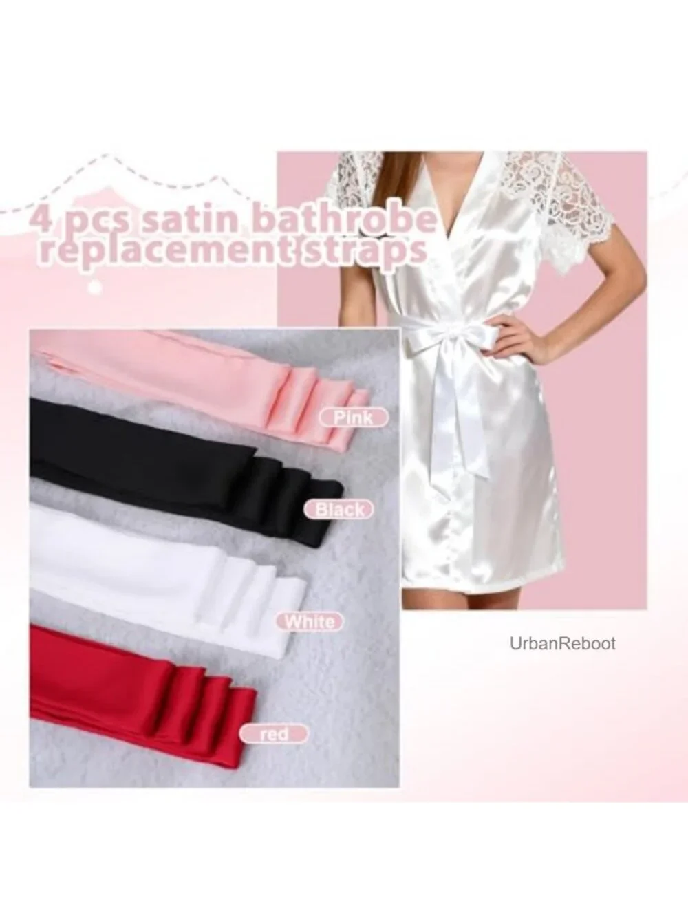 4 Pack Satin Robe Belt Replacement Sash Tie